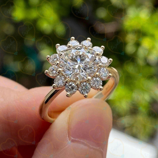 2.00 CTW Round Cut Hidden Halo Lab Grown Diamond Ring for Women