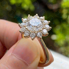 2.00 CTW Round Cut Hidden Halo Lab Grown Diamond Ring for Women