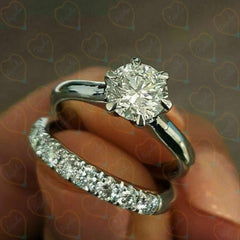 1.00 TCW Round Cut Bridal Set Lab Grown Diamond Ring for Women