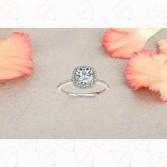 2.50 TCW Cushion Cut Halo Lab Grown Diamond Ring for Women