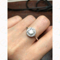 1.70 TCW Round Cut Halo Lab Grown Diamond Ring for Women