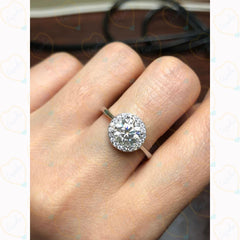 1.70 TCW Round Cut Halo Lab Grown Diamond Ring for Women