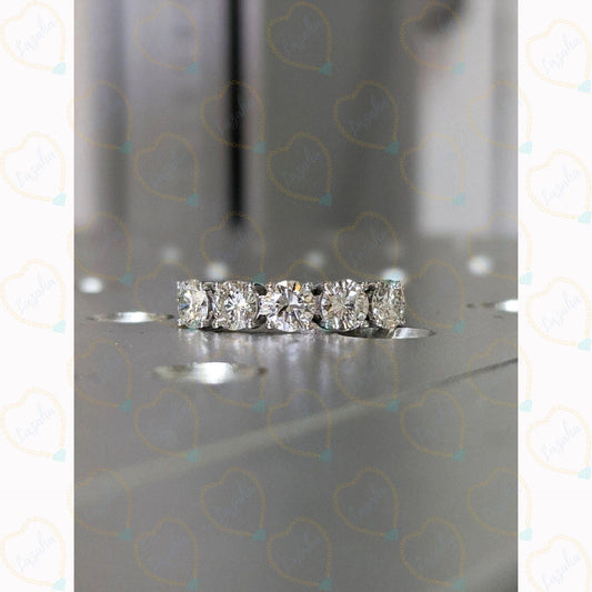 0.90 TCW Round Cut 5 Stone Lab Grown Diamond Ring for Women