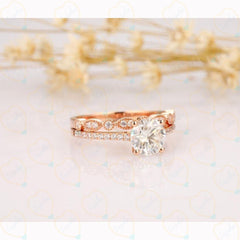 1.70 TCW Round Cut Bridal Set Lab Grown Diamond Ring for Women