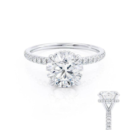 1.70 TCW Round Cut Hidden Halo Lab Grown Diamond Ring for Women