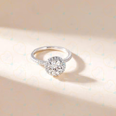 2.00 TCW Round Cut Halo Lab Grown Diamond Ring for Women