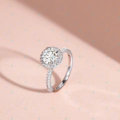 2.00 TCW Round Cut Halo Lab Grown Diamond Ring for Women