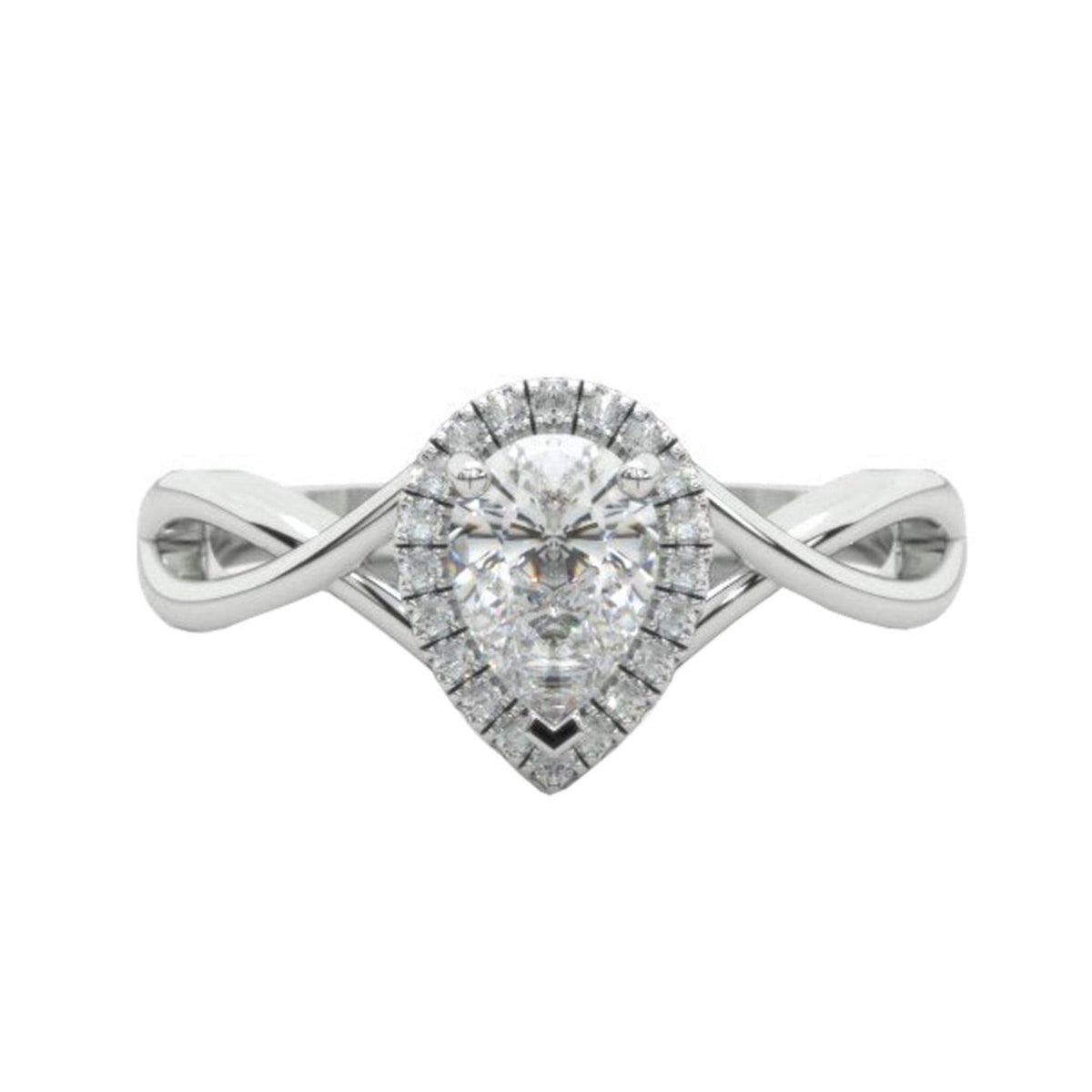 1.20 TCW Pear Cut Twisted Lab Grown Diamond Ring for Women