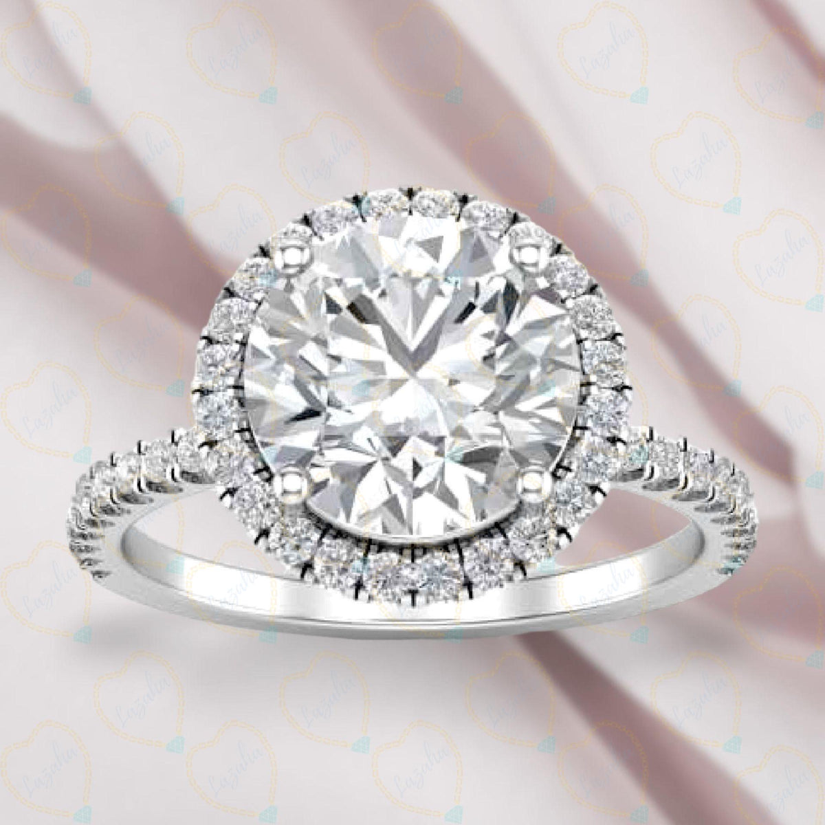 2.00 TCW Round Cut Halo Lab Grown Diamond Ring for Women