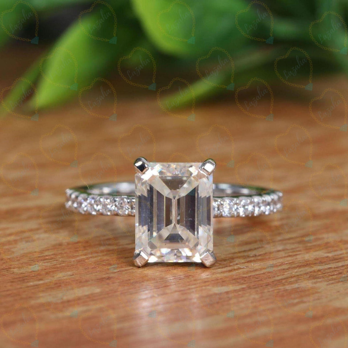 2.00 TCW Emerald Cut Solitaire With Accents Lab Grown Diamond Ring for Women