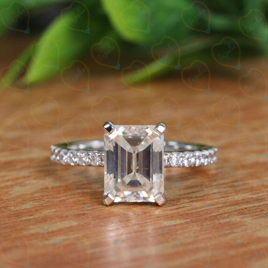 2.00 TCW Emerald Cut Solitaire With Accents Lab Grown Diamond Ring for Women