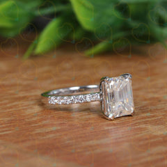 2.00 TCW Emerald Cut Solitaire With Accents Lab Grown Diamond Ring for Women