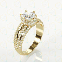 1.30 TCW Round Cut Solitaire With Accents Lab Grown Diamond Ring for Women