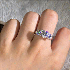 1.00 TCW Heart Cut 3 Stone Lab Grown Diamond Ring for Women