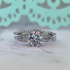 1.70 TCW Round Cut Bridal Set Lab Grown Diamond Ring for Women