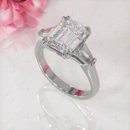 1.80 TCW Emerald Cut Solitaire Lab Grown Diamond Ring for Women