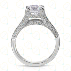 2.50 TCW Cushion Cut Split Shank Lab Grown Diamond Ring for Women