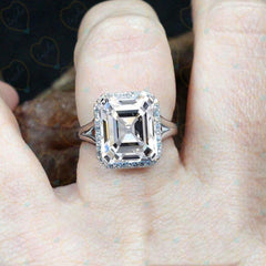 1.00 TCW Asscher Cut Split Shank Lab Grown Diamond Ring for Women