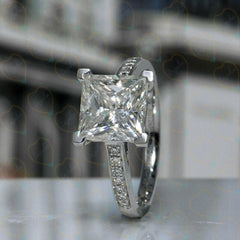 2.00 CTW Princess Cut Solitaire With Accents Lab Grown Diamond Ring for Women