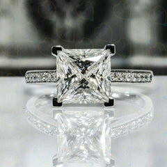 2.00 CTW Princess Cut Solitaire With Accents Lab Grown Diamond Ring for Women