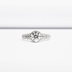 1.00 CTW Round Cut Art Deco Lab Grown Diamond Ring for Women