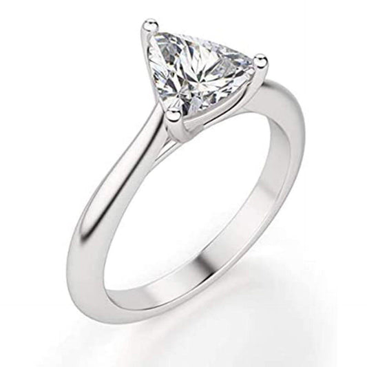 1.00 TCW Triangle Cut Solitaire Lab Grown Diamond Ring for Women