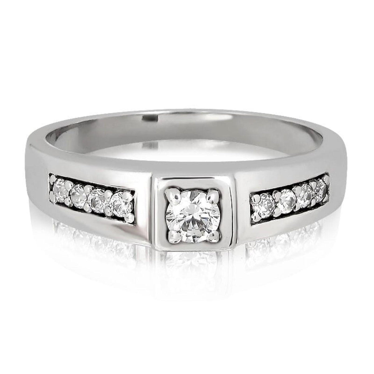 Round Cut Solitaire With Accents Lab Grown Diamond Ring for Women