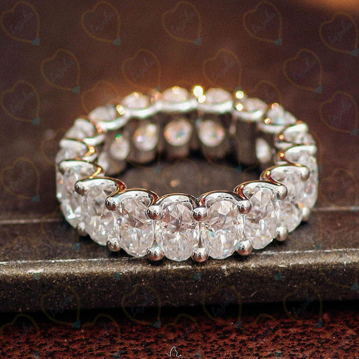 1.80 TCW Oval Cut Eternity Lab Grown Diamond Ring for Women