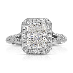 2.00 CTW Radiant Cut Split Shank Lab Grown Diamond Ring for Women