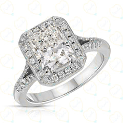 2.00 CTW Radiant Cut Split Shank Lab Grown Diamond Ring for Women