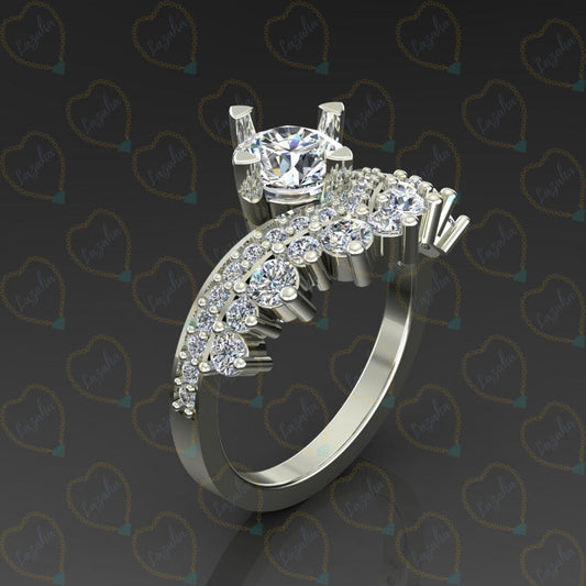 0.50 TCW Round Cut Art Deco Lab Grown Diamond Ring for Women