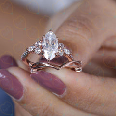 1.00 TCW Marquise Cut Bridal Set Lab Grown Diamond Ring for Women