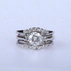 1.00 CTW Round Cut Bridal Set Lab Grown Diamond Ring for Women