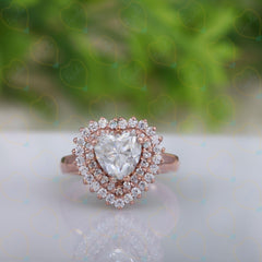 1.00 TCW Heart Cut Halo Lab Grown Diamond Ring for Women