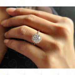 1.70 TCW Round Cut Halo Lab Grown Diamond Ring for Women