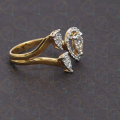 0.50 TCW Pear Cut Split Shank Lab Grown Diamond Ring for Women