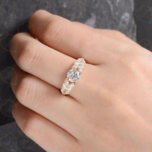 1.00 TCW Round Cut Solitaire With Accents Lab Grown Diamond Ring for Women