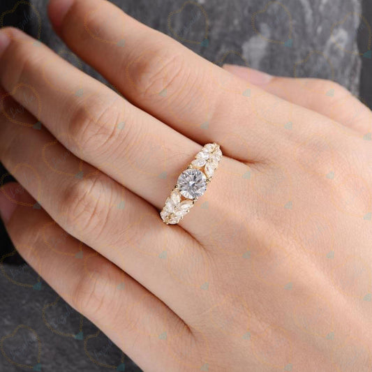 1.00 TCW Round Cut Solitaire With Accents Lab Grown Diamond Ring for Women