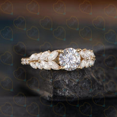 1.00 TCW Round Cut Solitaire With Accents Lab Grown Diamond Ring for Women