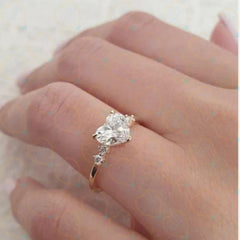 2.00 TCW Heart Cut Solitaire With Accents Lab Grown Diamond Ring for Women