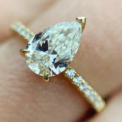 1.20 TCW Pear Cut Solitaire With Accents Lab Grown Diamond Ring for Women