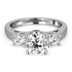 1.30 TCW Round Cut 3 Stone Lab Grown Diamond Ring for Women