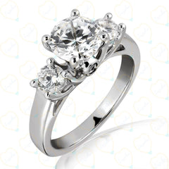 1.30 TCW Round Cut 3 Stone Lab Grown Diamond Ring for Women