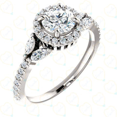 1.00 CTW Round Cut Solitaire With Accents Lab Grown Diamond Ring for Women