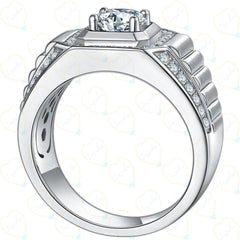 1.00 TCW Round Cut Solitaire With Accents Lab Grown Diamond Ring for Women