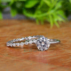 1.00 TCW Round Cut Bridal Set Lab Grown Diamond Ring for Women