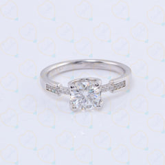 1.00 CTW Round Cut Solitaire With Accents Lab Grown Diamond Ring for Women