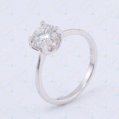 1.00 TCW Round Cut Solitaire Lab Grown Diamond Ring for Women