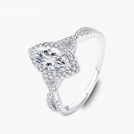 1.00 TCW Marquise Cut Twisted Lab Grown Diamond Ring for Women