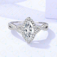 1.00 TCW Marquise Cut Twisted Lab Grown Diamond Ring for Women